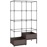 Outsunny Fioriera con griglia metallica e 2 vaschette in PP, 100x50x174 cm, Nero(m-1)