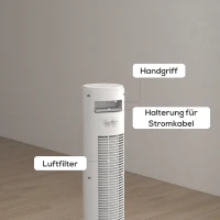 HOMCOM 70° oszillierender Turmventilator mit Fernbedienung 4 Modi 3 Geschwindigkeiten Timer 31,5 x 31,5 x 96 cm Weiß(m-8)
