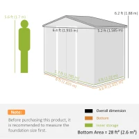 Outsunny Gartenschuppen aus Stahl mit 2 Schiebetüren, Schwarz, 2,6 m²(m-3)
