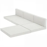 Outsunny 7-Piece Patio Furniture Cushions, Outdoor Loveseat Cushion with Removable Covers for Rattan Furniture, 60x60 cm, Cream(m-11)