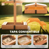 AIYAPLAY Arenero para Niños de Madera con Toldo Ajustable Mesa de Picnic con Bancos 6 Niños de 3-8 Años 184x110x120 cm Marrón(m-6)