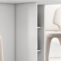 HOMCOM Masă Pliabilă și Extensibilă pentru 4-6 Persoane cu 2 Rafturi și 2 Roți, din Lemn și Metal, 140x80x74 cm, Alb(m-12)