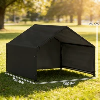 PawHut Casota para cães com cobertura resistente à água e UV, para cães até 30 kg 125 x 110 x 93 cm Preto(m-3)