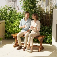 Outsunny Banc de Jardin 2 Places en Bois de Sapin Sans Dossier Style Rustique, 114Lx40Px46A cm(m-4)