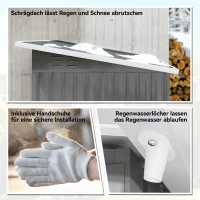 Outsunny Gartenschuppen, Gartenhaus mit Fenster, verschließbare Tür, für Garten, Terrasse, Stahl, 221L x 133B x 190H cm, Grau(m-7)
