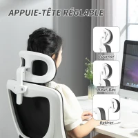 Vinsetto Fauteuil de bureau pivotant 360° avec appui-tête réglable et support lombaire - hauteur d'assise réglable noir(m-7)