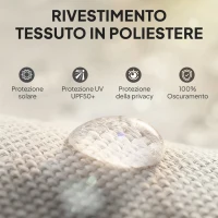 Outsunny Tenda a Rullo Avvolgibile in Poliestere Anti-UV con Cassetta in Alluminio e Manovella, 250x160 cm, Bianco Crema(m-5)