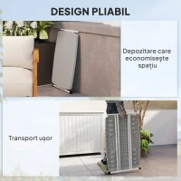 Outsunny Măsuță de Cafea Pliabilă, Reglabilă pe Înălțime și Portabilă, cu Blat HDPE și Cadru Metalic, 76x50x74 cm, Alb(m-4)