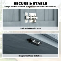 Outsunny Drewniana szafka ogrodowa odporna na warunki pogodowe z podwójnymi drzwiami i magnetycznym zamknięciem, na taras i do ogrodu, 85 x 54 x 170 cm, szara(m-5)