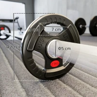 SPORTNOW Set de Discos 2x2.5 kg con Orificio de 5 cm y 3 Agarres, Acero con Revestimiento de Plástico, Negro(m-3)