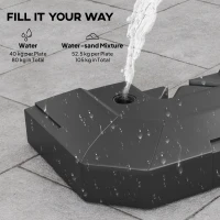 Outsunny 2PCS Umbrella Weights for Cantilever Parasols, Parasol Base Weights, 80 kg for Water or 105 kg Water and Sand Mix, Black(m-5)