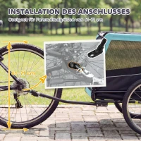 PawHut Remorque vélo pliable avec réflecteurs de sécurité, laisse, pour chiens moyens jusqu'à 20 kg 143 x 70 x 90 cm Bleu clair(m-5)