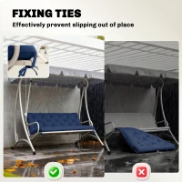 Outsunny 3 Seater Bench Cushion, Garden Chair Cushion with Back and Ties for Indoor and Outdoor Use, 98 x 150 cm, Dark Blue(m-6)