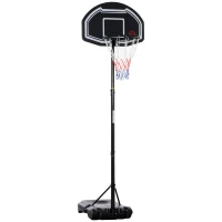HOMCOM Canasta de Baloncesto para Exterior Altura Ajustable 160-210 cm con Ruedas y Base Rellenable 76x48x254 cm Negro(m-1)