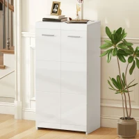 HOMCOM Sapateira Armário para Sapatos Moderno com Prateleiras Ajustáveis para 10 Pares de Sapatos 55x36x108 cm Branco Brilhante(m-9)