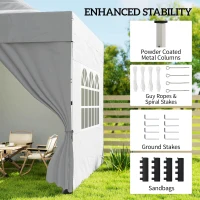 Outsunny 3 x 3 m Pop Up Gazebo with Sidewalls, UPF50+ Heavy Duty Garden Party Tent Marquee with Wheeled Carry Bag, Silver Grey(m-7)