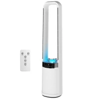 HOMCOM Bladeless Tower Fan, 36dB Standing Cooling Fan with 45° Oscillating, LED Lights, 3 Speeds, 12H Timer, Remote Control(m-11)