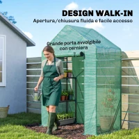 Outsunny Serra da Giardino 143 x 73 x 195 cm con Scaffale a 2 Ripiani, Verde(m-5)