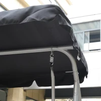 Outsunny Three Person Steel Outdoor Porch Swing Chair Bench with Canopy Cover - Black(m-10)