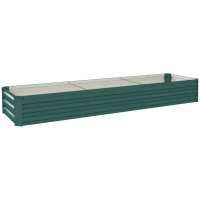Outsunny Fioriera rettangolare in acciaio galvanizzato con fondo aperto, 240x60x30 cm, Verde(m-1)