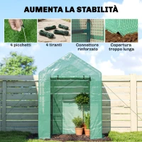 Outsunny Serra da Giardino 143 x 73 x 195 cm con Scaffale a 2 Ripiani, Verde(m-7)