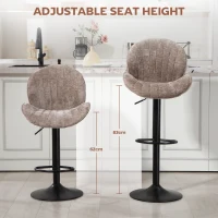 HOMCOM Bar Stools Set of 2, Swivel Barstools with Back, Adjustable Height and Footrest for Kitchen Island, Dining Room, Brown(m-5)