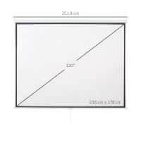 HOMCOM Telo per Proiettore da 120" Formato 16:9/4:3 ad Altezza Regolabile, 251.8x8.6x7 cm, Bianco e Nero(m-3)