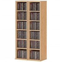 HOMCOM Lot de 2 étagères colonnes armoire de rangement CD-DVD 12 compartiments 21 x 22,5 x 88,5 cm capacité 204 CD bois naturel