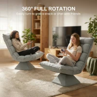 HOMCOM Fotel relaksacyjny, obrotowy, eko-skóra, 62 cm x 70 cm x 95 cm, jasnoszary(m-6)