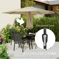 Outsunny 3 m Garden Parasol Umbrella with 112 Solar Powered LED Lights, Patio Umbrella with Crank Handle, Beige(m-7)