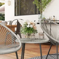 Outsunny Set da giardino 3 pezzi in rattan con tavolo e sedie, Grigio(m-4)
