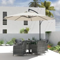Outsunny 3 m Overhanging Cantilever Parasol, with Cross Base - Cream White(m-9)