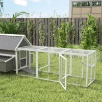 PawHut Pollaio grande con nidi, posatoi e recinto per 7-10 galline, grigio(m-5)