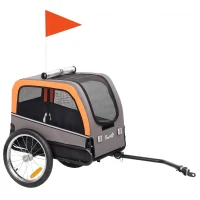 PawHut Remorque pour chien pliable remorque vélo avec réflecteurs de sécurité pour petits et moyens chiens jusqu'à 20 kg Orange(m-7)