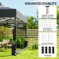 Outsunny 3 x 4.5 m Pop Up Gazebo with Mesh Nettings, UPF50+ Heavy Duty Outdoor Garden Party Tent Marquee, Dark Grey(m-7)