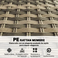 Outsunny Conjunto de Jardín Exterior de Ratán 5 Piezas con Cojines 2 Sillones de Esquina Sillón sin Brazos Reposapiés y Mesa(m-5)