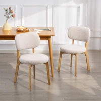 HOMCOM Set di 2 sedie da pranzo imbottite con gambe in legno di hevea, 46,5 x 52 x 80 cm, crema(m-6)