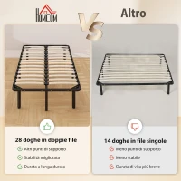 HOMCOM Struttura Letto Industriale a 28 Doghe con Spazio Contenitore, in Legno e Acciaio, 190x90x31 cm, Nero e Legno(m-4)