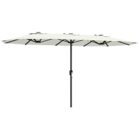 Outsunny Umbrelă de grădină exterioară, umbrelă dublă mare 4,6 m cu manivelă și protecție UV50+, husă de protecție, crem