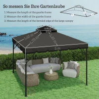 Outsunny Copertura per Gazebo 3x3 m a 2 Livelli con 8 Fori di Drenaggio, in Poliestere Grigio Chiaro e Scuro(m-3)