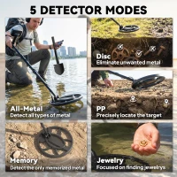 Outsunny Metal Detector for Adults, IP68 Waterproof Search Coil with LCD Display, 5 Modes Gold Detector with Carry Bag, Shovel(m-4)
