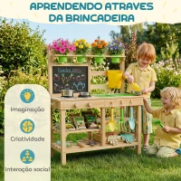 AIYAPLAY Cozinha de Brincar Exterior com Vasos Lavatório Torneira Utensílios de Aço Inoxidável e Quadro-Negro Madeira(m-9)