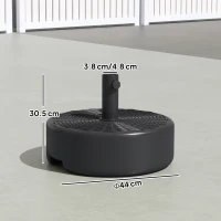 Outsunny Patio Umbrella Base 22kg Sand Filled Garden Parasol Stand forfor 38mm/48mm Poles, Black(m-3)