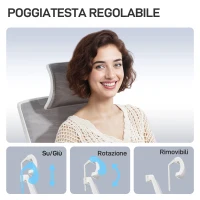 HOMCOM Sedia da Ufficio Ergonomica e Traspirante con Supporto Lombare Dinamico 4D, 64.5x62.5x112-122 cm, Multicolore(m-5)