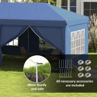 Outsunny 3 x 6m Pop-Up Gazebo, with Curtain Walls and Windows - Blue(m-6)