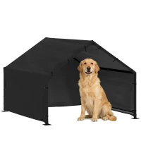 PawHut Hondenhok met water- en UV-bestendig dak, geschikt voor honden tot 30 kg, 125 x 110 x 93 cm, zwart(m-11)
