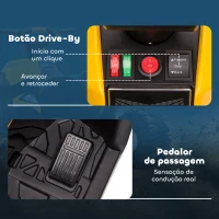 HOMCOM Quadriciclo Elétrico para Crianças de 3-5 Anos Veículo Eléctrico a Bateria 12V com 2 Motores 83x53x55,5 cm Amarelo(m-7)