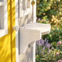 Outsunny Maisonnette extérieure et intérieure en bois avec porte fenêtres jardinières et supports pour fleurs gris(m-5)