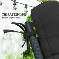 Outsunny 2-Piece Seat Cushion Replacement with Backrest, Garden Patio Chair Cushions Set with Ties, Black(m-5)