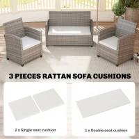 Outsunny Outdoor Seat Cushion Pads for Rattan Furniture, 3 PCs Garden Furniture Cushions, Cream White(m-4)
